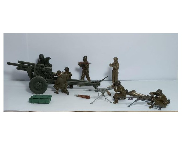 DIORAMA U.S ARMY: Obus Howitzer 105mm  + Cal. 0,50 + M18 + 7 figuras