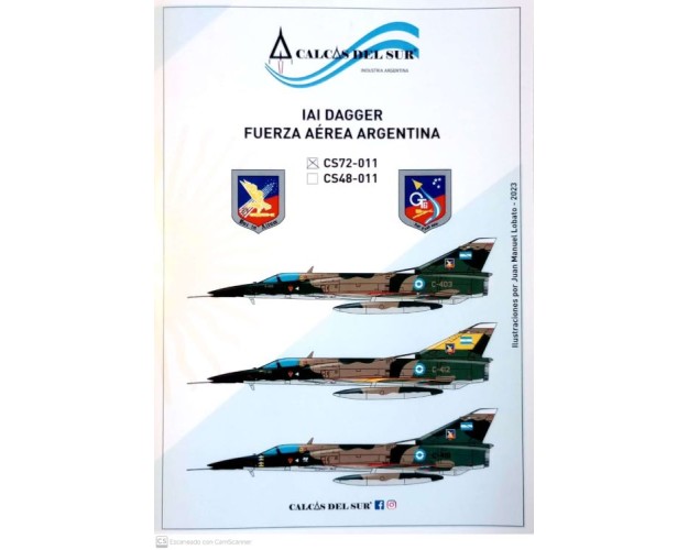 IAI DAGGER - FUERZA AÉREA ARGENTINA - CALCAS 1/72