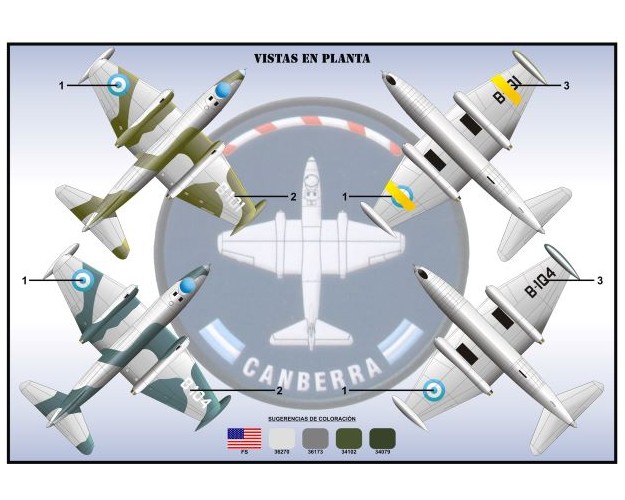 ENGLISH ELECTRIC B.A.C / B.MK.62 / T.MK.64 "CANBERRA" - FUERZA AÉREA ARGENTINA - CALCAS 1/72