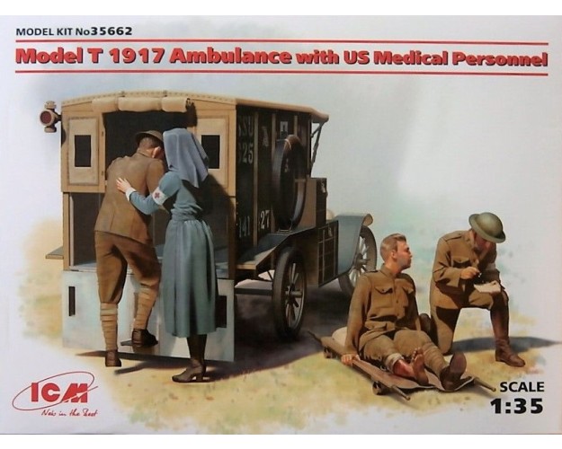 MODEL T 1917 AMBULANCE WITH US MEDICAL PERSONNEL