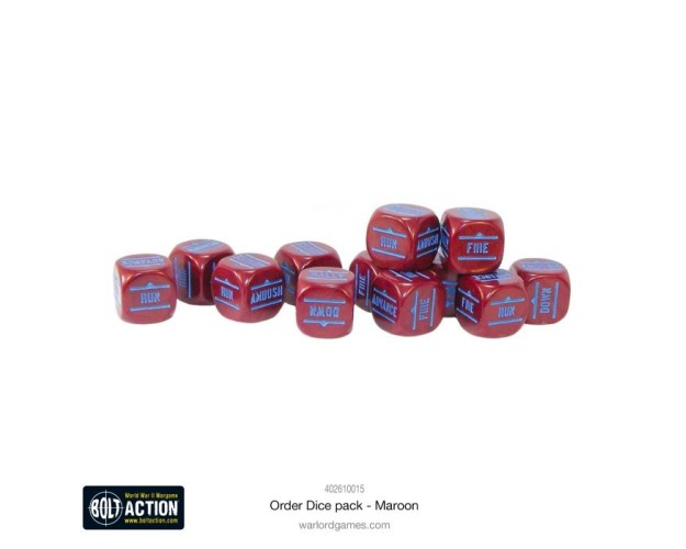 BOLT ACTION ORDERS DICE - MAROON