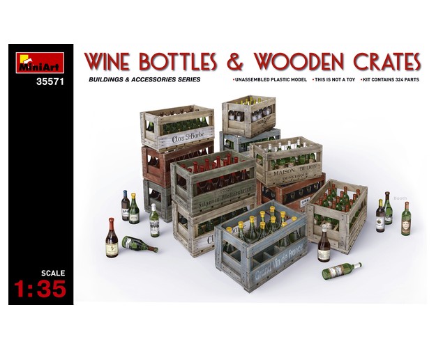 "Wine Bottles & Wooden Crates"