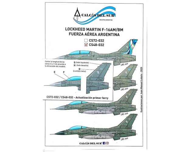 LOCKHEED MARTIN F-16AM/BM FUERZA AÉREA ARGENTINA - 1/48 - ACTUALIZACIÓN PRIMER FERRY
