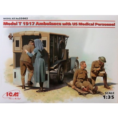 MODEL T 1917 AMBULANCE WITH US MEDICAL PERSONNEL