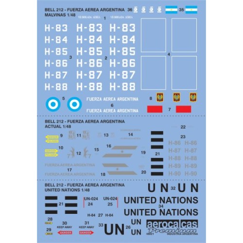 BELL 212 FUERZA AEREA ARGENTINA 1/48 MALVINAS (48021)