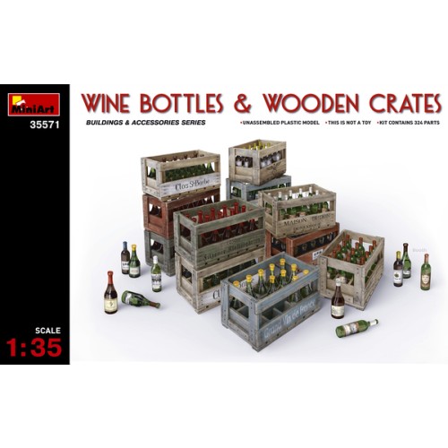 "Wine Bottles & Wooden Crates"