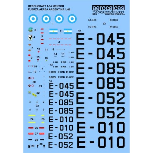BEECHCRAFT T-34 MENTOR FUERZA AEREA ARGENTINA 1/48 (48018)