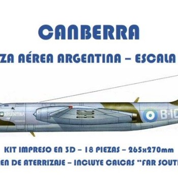 CANBERRA FUERZA AÉREA ARGENTINA 1/72 3D C/CALCAS